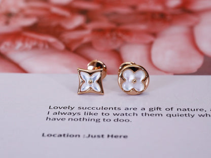 [⭐Clover Jewelry]STAR AND SUN PINK GOLD MOP STUD EARRINGS