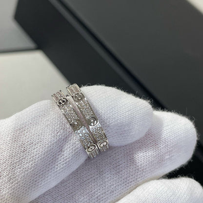 [⭐Clover Jewelry]LOVE DIAMOND SILVER HOOP EARRINGS