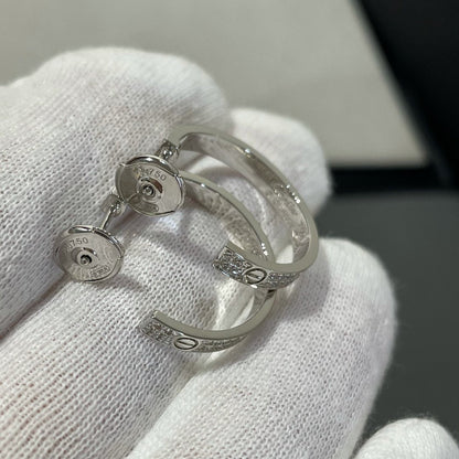 [⭐Clover Jewelry]LOVE DIAMOND SILVER HOOP EARRINGS