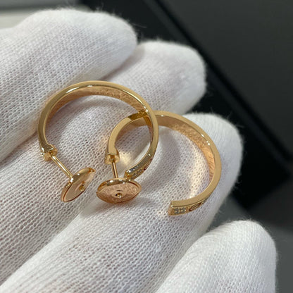 [⭐Clover Jewelry]LOVE DIAMOND PINK GOLD HOOP EARRINGS