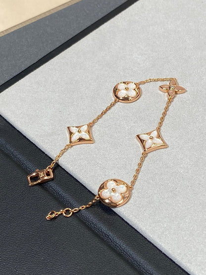 [⭐Clover Jewelry]STAR AND SUN 5 MOTIF MOP PINK GOLD BRACELET