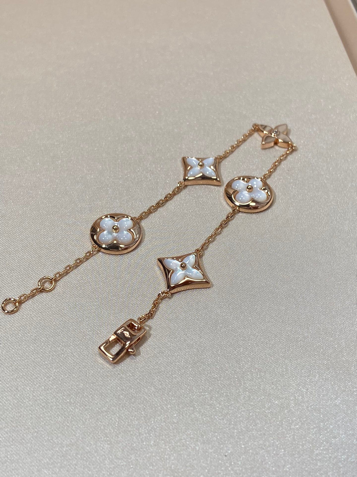 [⭐Clover Jewelry]STAR AND SUN 5 MOTIF MOP PINK GOLD BRACELET