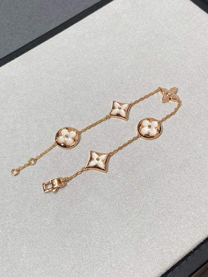 [⭐Clover Jewelry]STAR AND SUN 5 MOTIF MOP PINK GOLD BRACELET