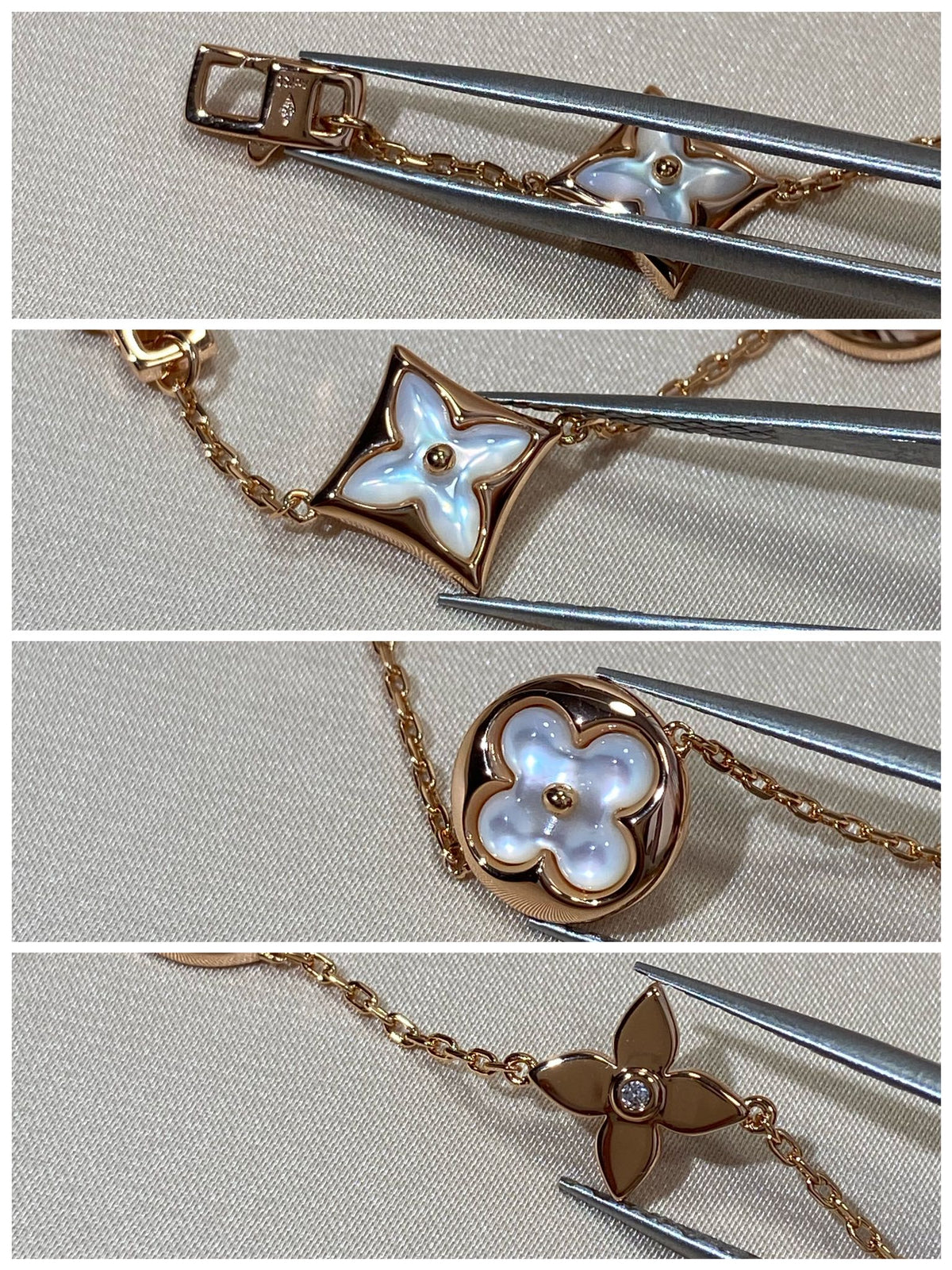 [⭐Clover Jewelry]STAR AND SUN 5 MOTIF MOP PINK GOLD BRACELET