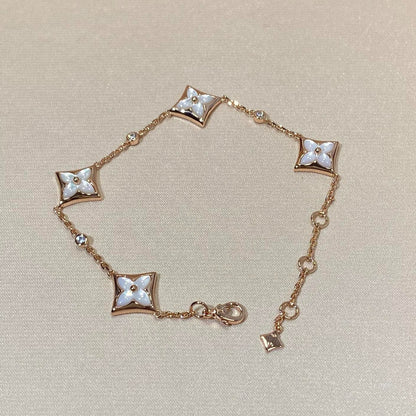 [⭐Clover Jewelry]STAR 4 MOTIF MOP DIAMOND PINK GOLD BRACELET