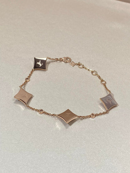 [⭐Clover Jewelry]STAR 4 MOTIF MOP DIAMOND PINK GOLD BRACELET
