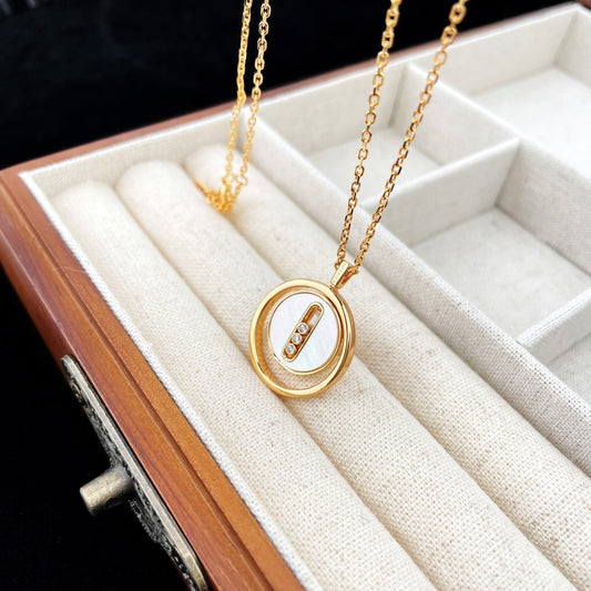 [⭐Clover Jewelry]Demo MOVE MOP PINK GOLD NECKLACE