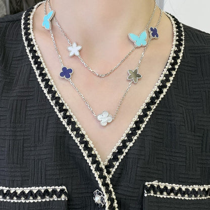 [⭐Clover Jewelry]LUCKY CLOVER SILVER 11 MOTIF NECKLACE