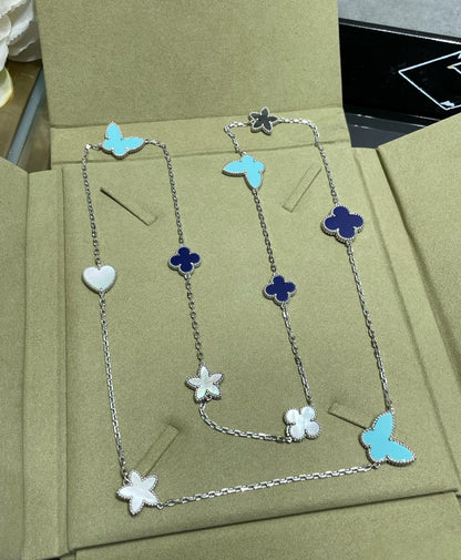 [⭐Clover Jewelry]LUCKY CLOVER SILVER 11 MOTIF NECKLACE