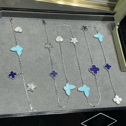 [⭐Clover Jewelry]LUCKY CLOVER SILVER 11 MOTIF NECKLACE