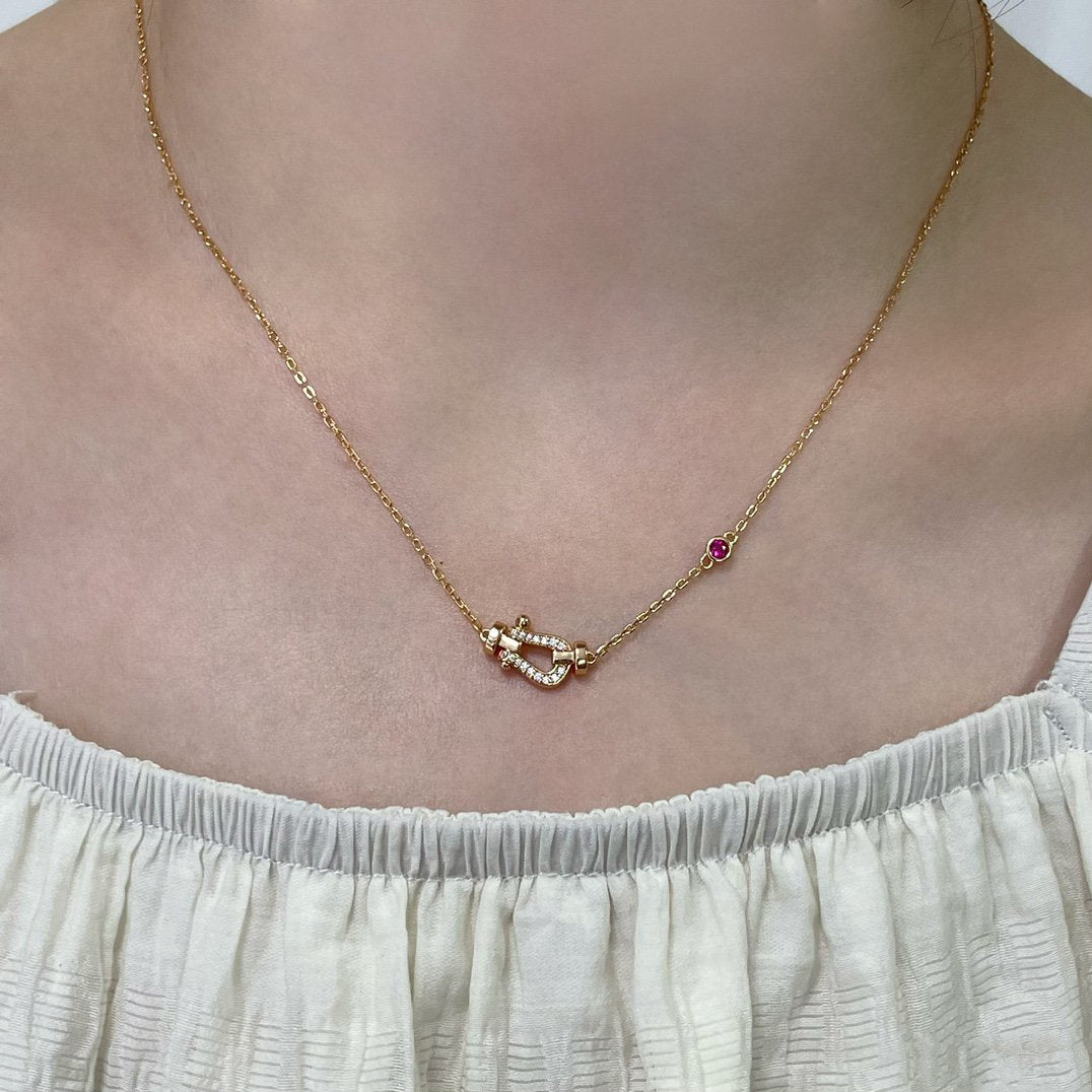 [⭐Clover Jewelry]FORCE 10 DIAMOND PINK GOLD NECKLACE