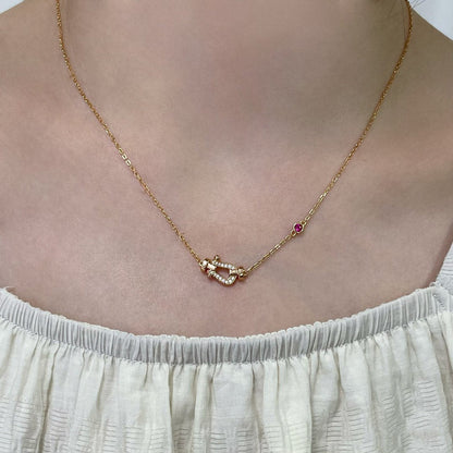[⭐Clover Jewelry]FORCE 10 DIAMOND PINK GOLD NECKLACE