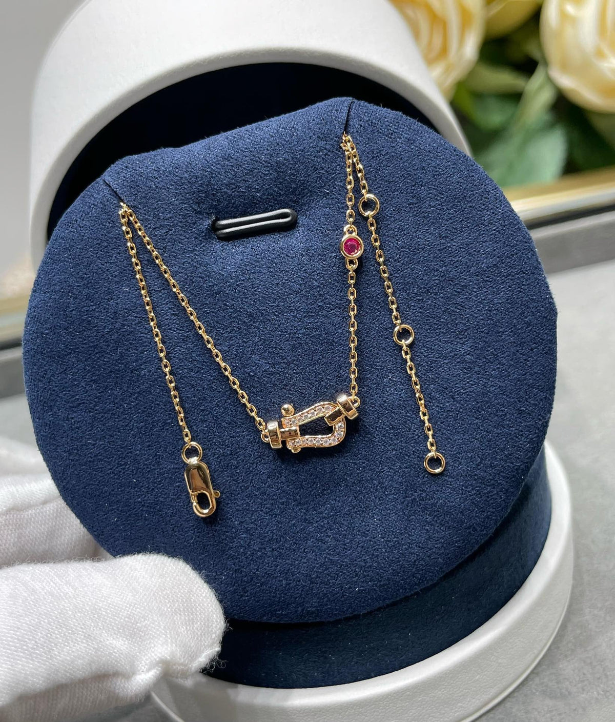 [⭐Clover Jewelry]FORCE 10 DIAMOND PINK GOLD NECKLACE