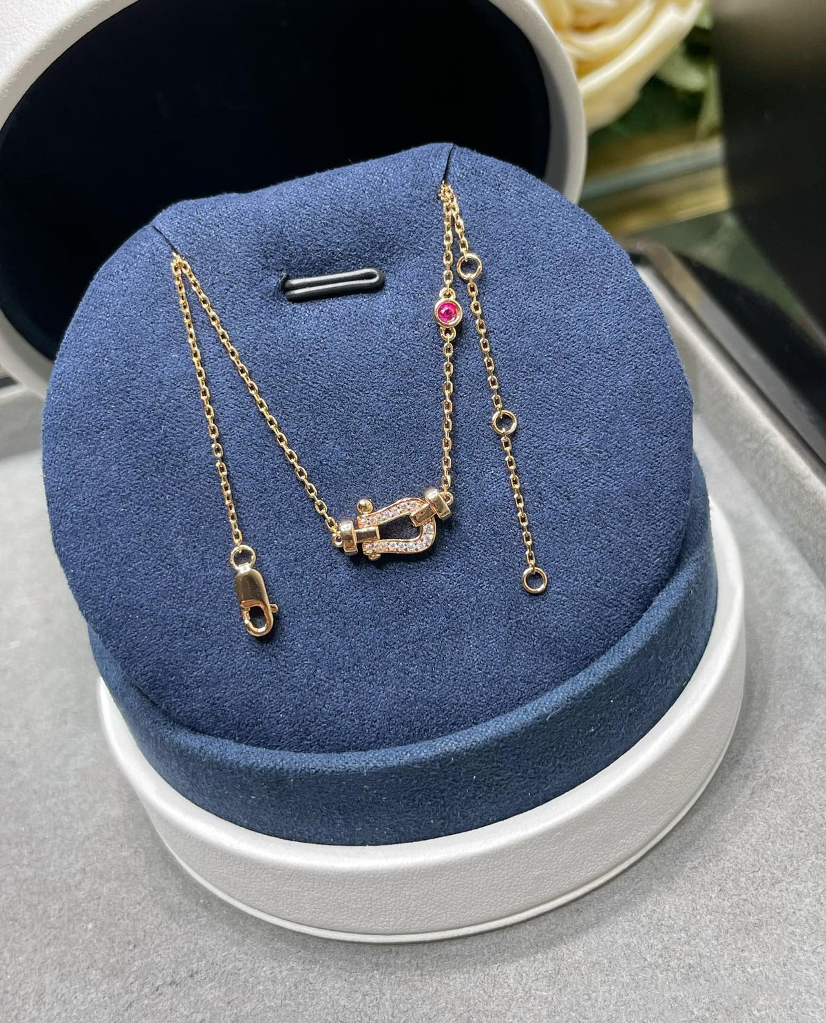 [⭐Clover Jewelry]FORCE 10 DIAMOND PINK GOLD NECKLACE