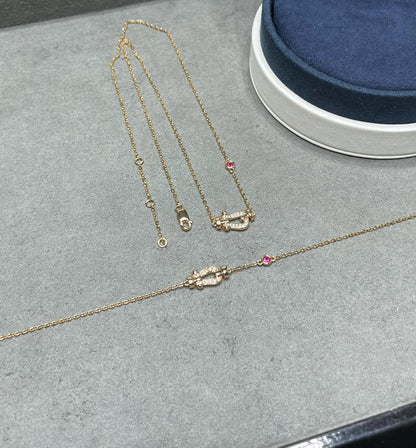 [⭐Clover Jewelry]FORCE 10 DIAMOND PINK GOLD NECKLACE