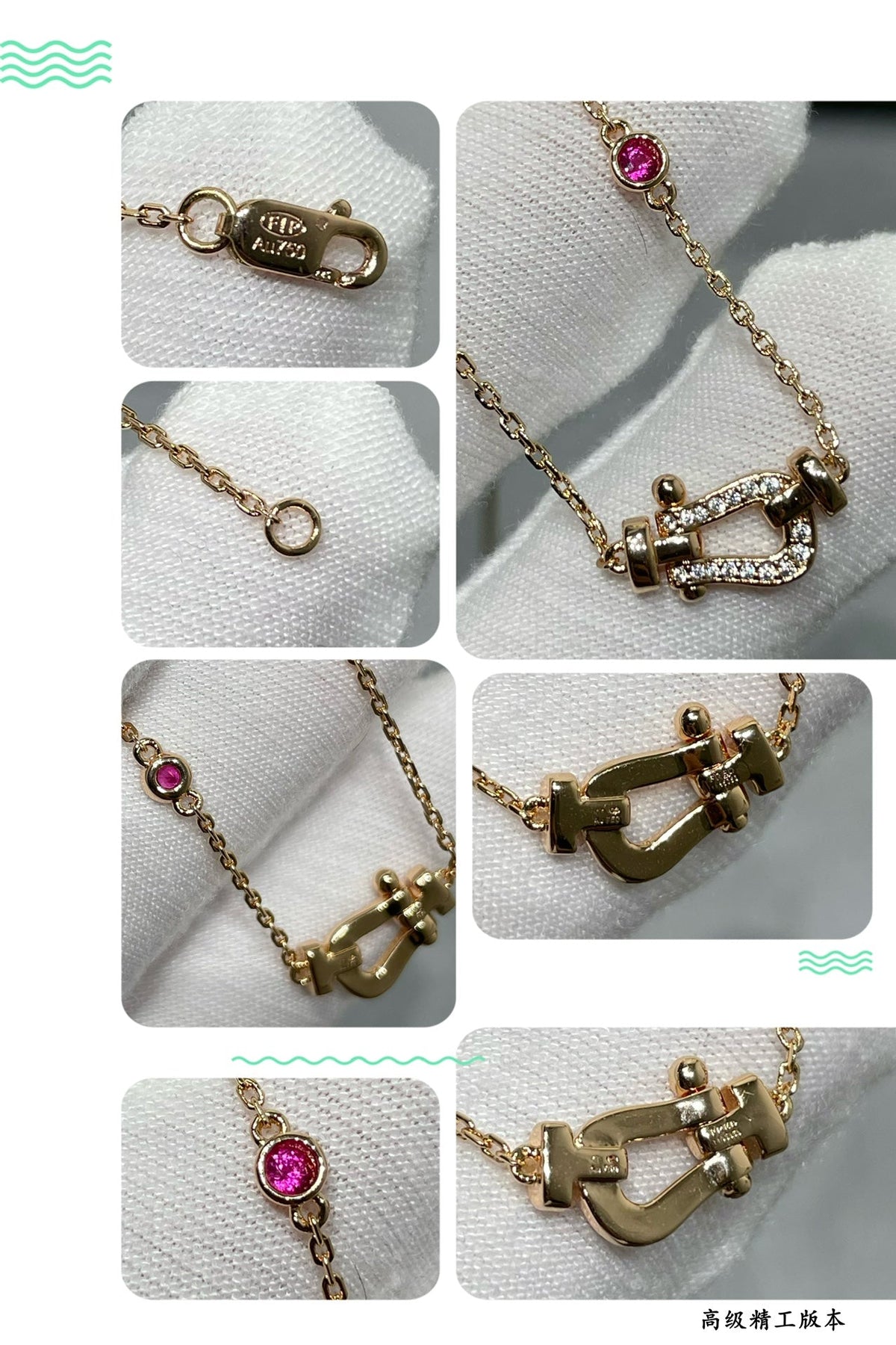 [⭐Clover Jewelry]FORCE 10 DIAMOND PINK GOLD NECKLACE