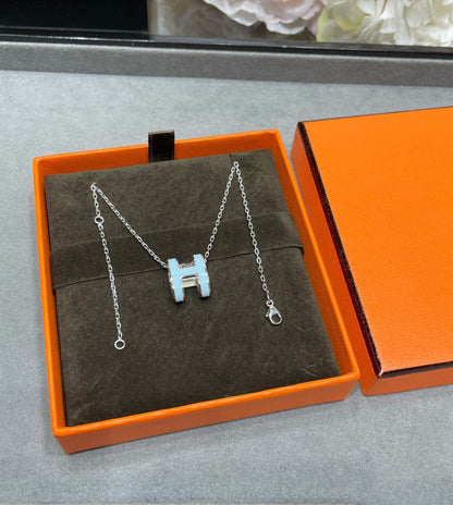 [⭐Clover Jewelry]POP H SKY BLUE NECKLACE