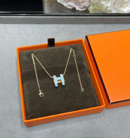 [⭐Clover Jewelry]POP H SKY BLUE NECKLACE