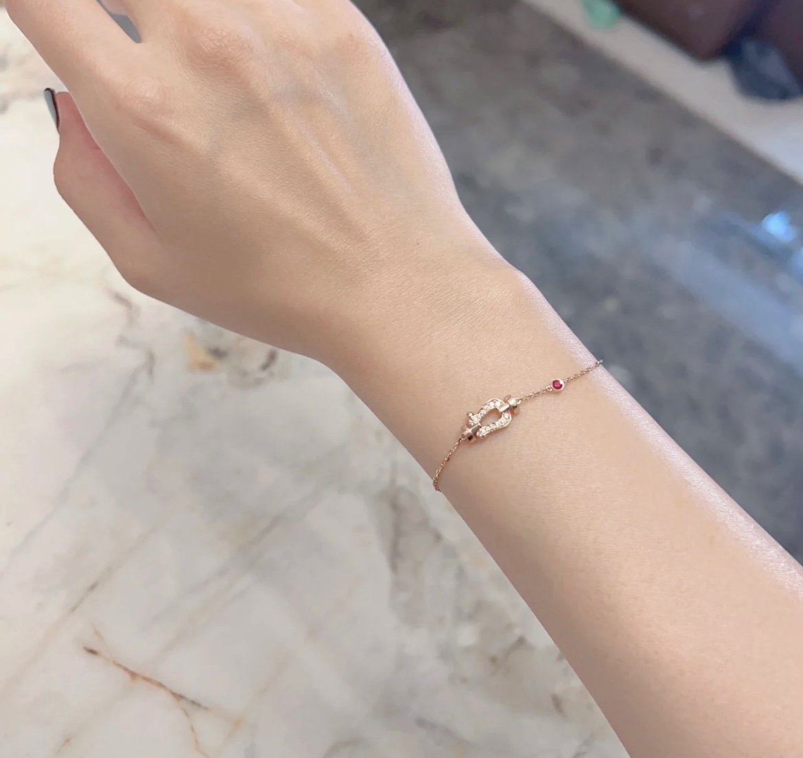 [⭐Clover Jewelry]FORCE 10 DIAMOND CHAIN LINK PINK GOLD BRACELET