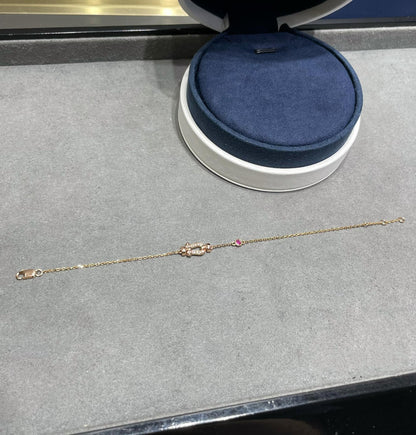 [⭐Clover Jewelry]FORCE 10 DIAMOND CHAIN LINK PINK GOLD BRACELET