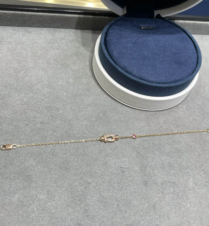 [⭐Clover Jewelry]FORCE 10 DIAMOND CHAIN LINK PINK GOLD BRACELET