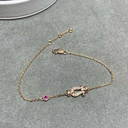 [⭐Clover Jewelry]FORCE 10 DIAMOND CHAIN LINK PINK GOLD BRACELET