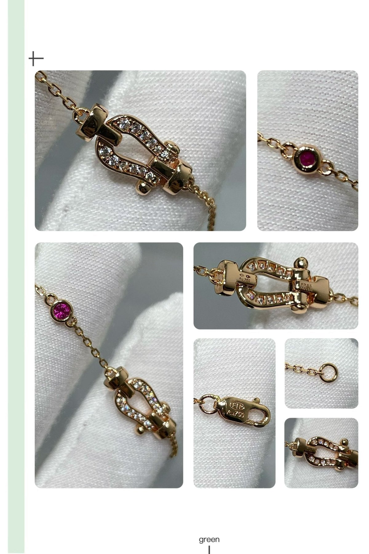[⭐Clover Jewelry]FORCE 10 DIAMOND CHAIN LINK PINK GOLD BRACELET