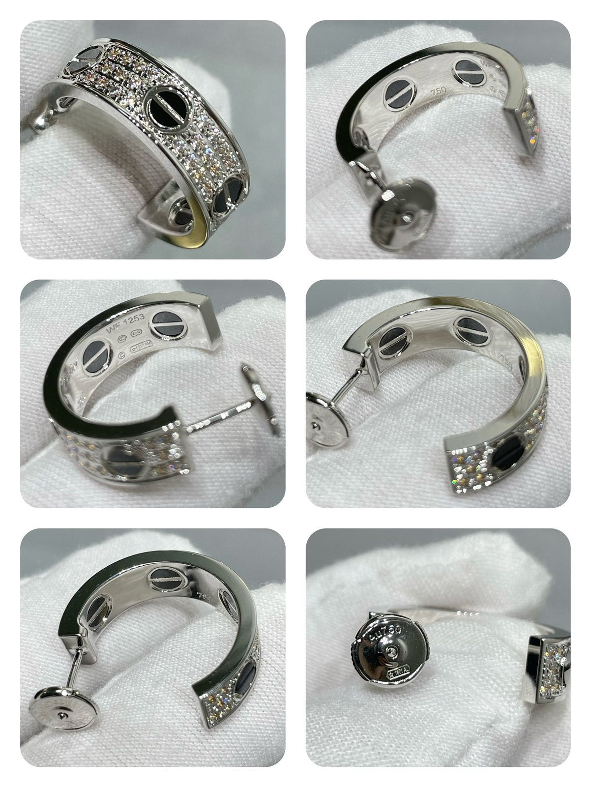 [⭐Clover Jewelry]LOVE CERAMIC DIAMOND PAVED SILVER EARRINGS