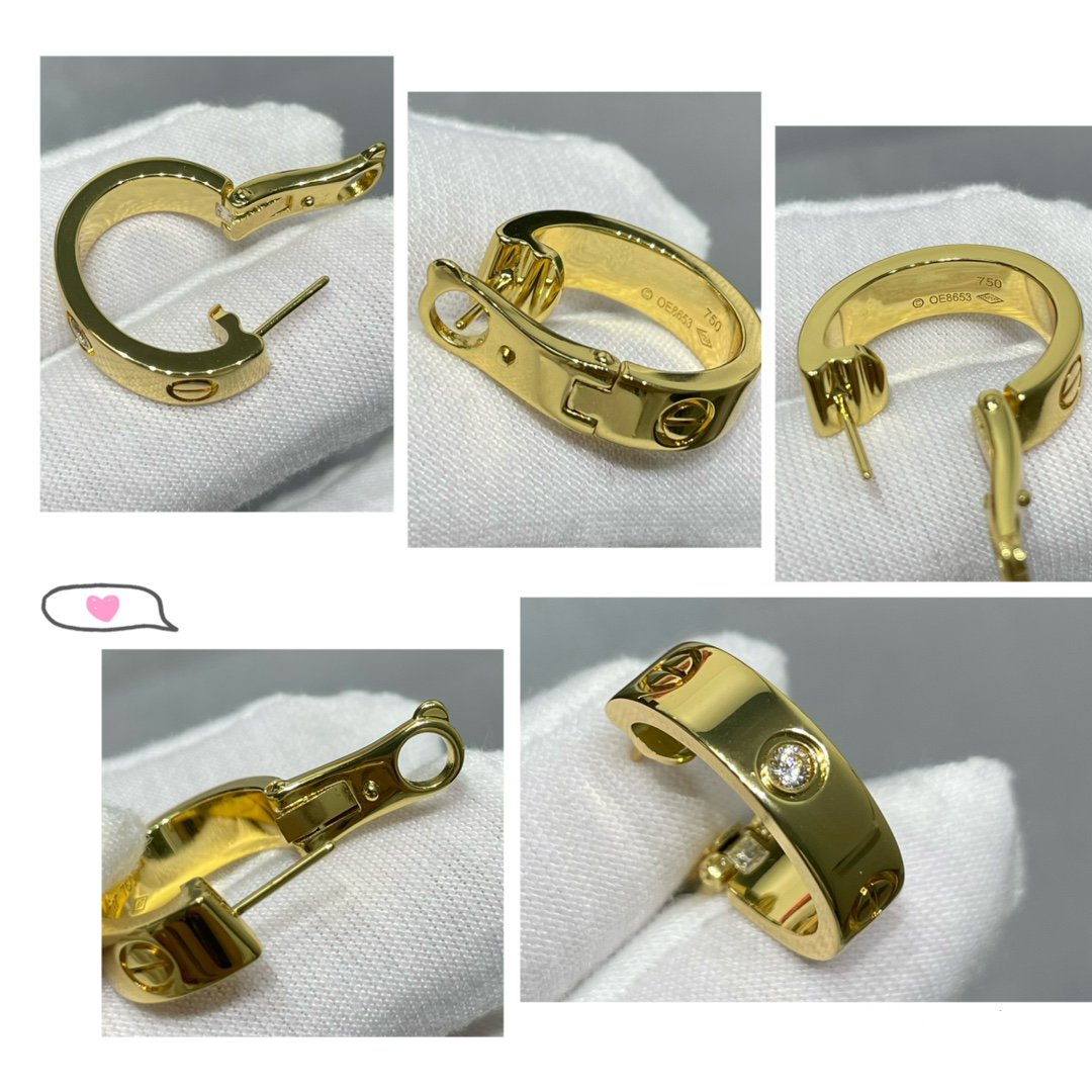 [⭐Clover Jewelry]LOVE 5.5MM 1 DIAMOND EARRINGS