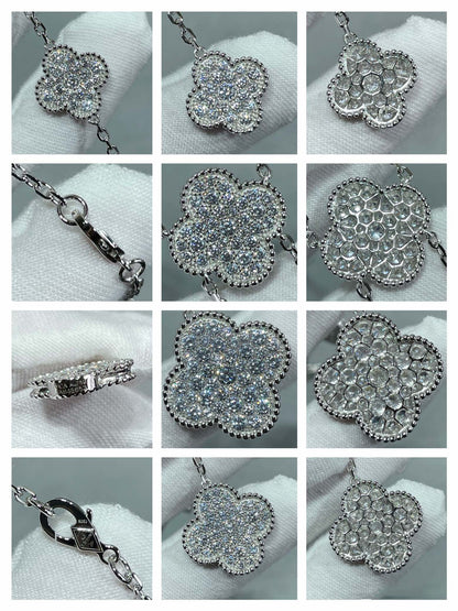 [⭐Clover Jewelry]CLOVER 6 MOTIF DIAMOND PAVED NECKLACE
