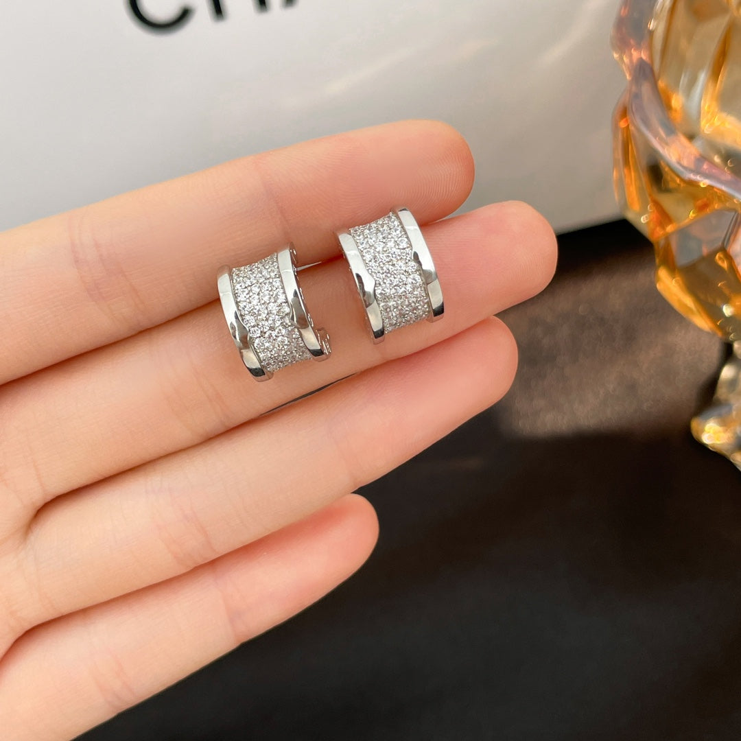 [⭐Clover Jewelry]ZERO 1 DIAMOND PAVED EARRINGS