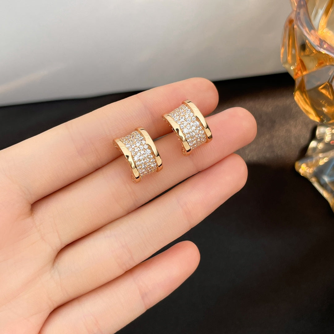 [⭐Clover Jewelry]ZERO 1 DIAMOND PAVED EARRINGS