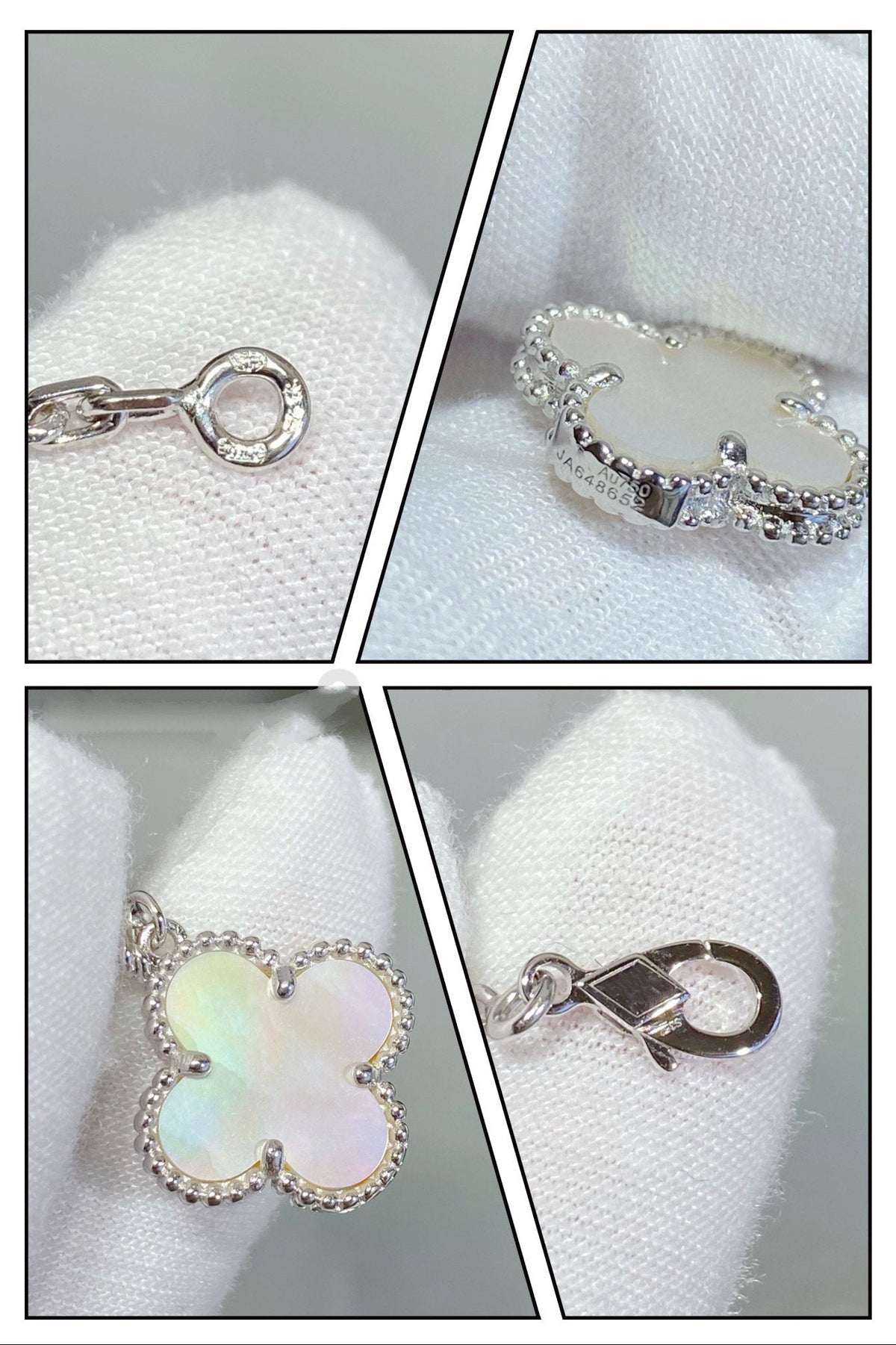 [⭐Clover Jewelry]CLOVER 5 MOTIF WHITE MOP SILVER BRACELET