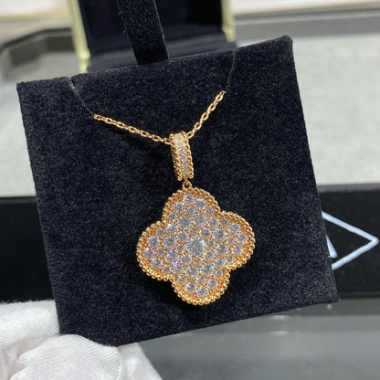 [⭐Clover Jewelry]CLOVER 25MM LARGE PEDANT DIAMOND PAVED LONG NECKLACE