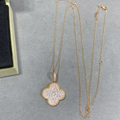 [⭐Clover Jewelry]CLOVER 25MM LARGE PEDANT DIAMOND PAVED LONG NECKLACE