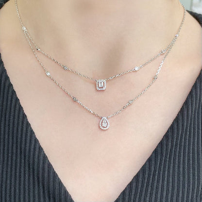 [⭐Clover Jewelry]MY TWIN 2 ROW DIAMOND NECKLACE