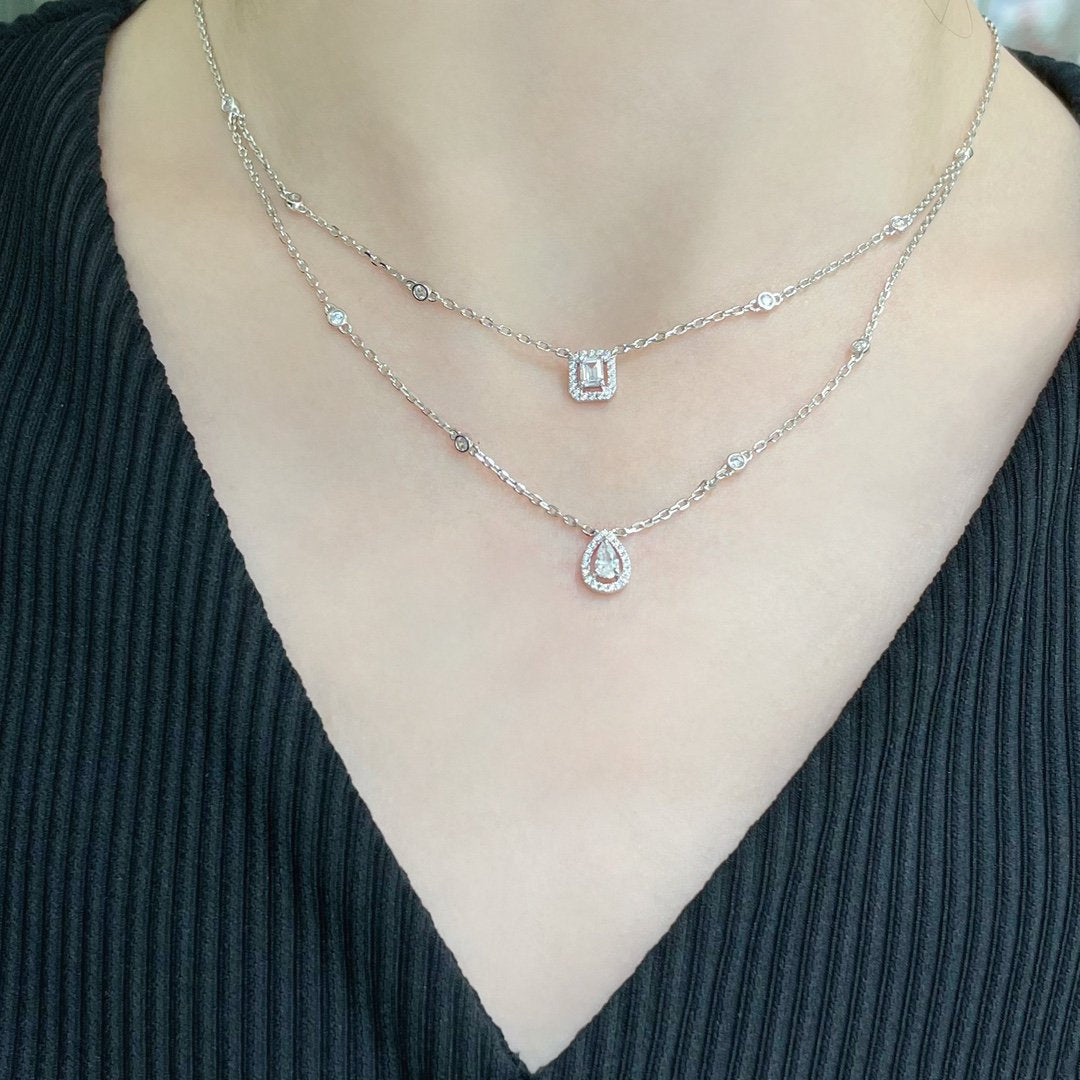 [⭐Clover Jewelry]MY TWIN 2 ROW DIAMOND NECKLACE