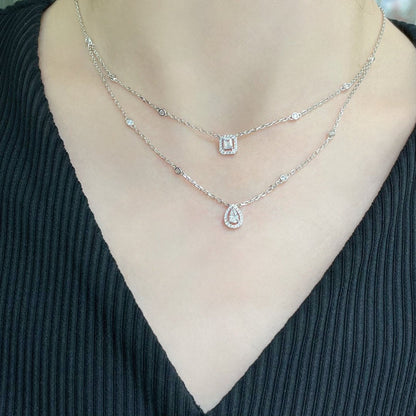 [⭐Clover Jewelry]MY TWIN 2 ROW DIAMOND NECKLACE