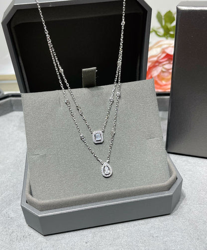[⭐Clover Jewelry]MY TWIN 2 ROW DIAMOND NECKLACE
