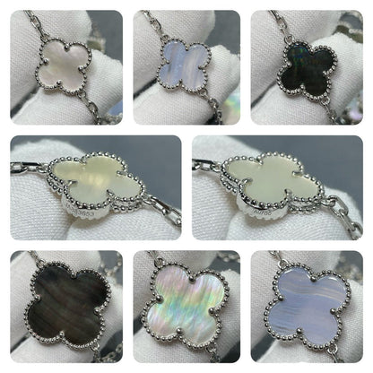 [⭐Clover Jewelry]CLOVER 16 MOTIF CHALCEDONY MOP SILVER NECKLACE