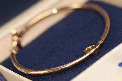 [⭐Clover Jewelry]IDYLLE PINK GOLD OPEN BRACELET DIAMOND PAVED