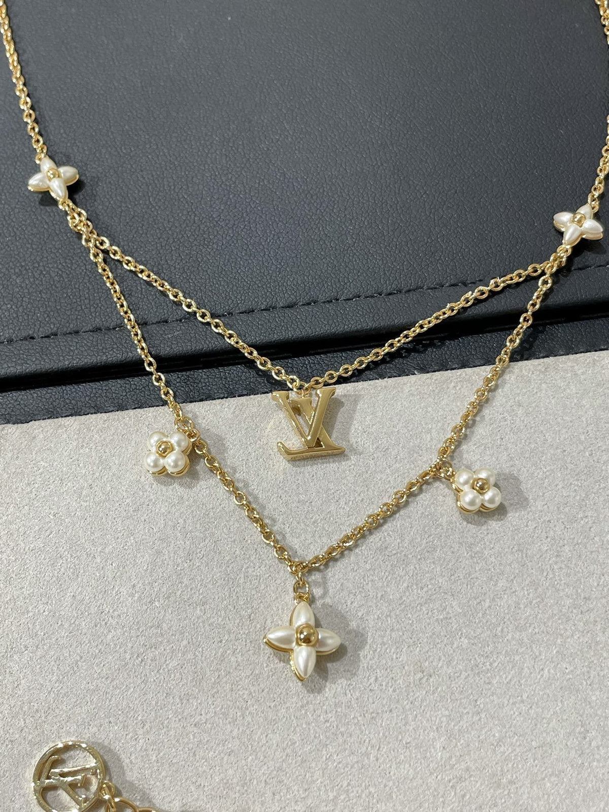 [⭐Clover Jewelry]FLOWERGRAM GOLD MOP DOUBLE ROW NECKLACE