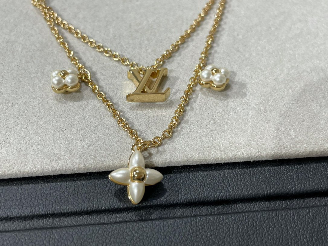 [⭐Clover Jewelry]FLOWERGRAM GOLD MOP DOUBLE ROW NECKLACE
