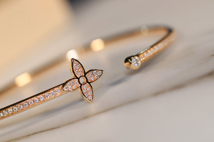 [⭐Clover Jewelry]IDYLLE GOLD OPEN BRACELET DIAMOND PAVED