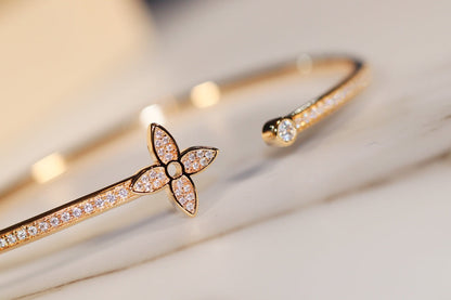 [⭐Clover Jewelry]IDYLLE GOLD OPEN BRACELET DIAMOND PAVED