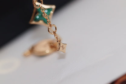 [⭐Clover Jewelry]STAR AND SUN 4 MOTIF PINK GOLD MALACHITE BRACELET