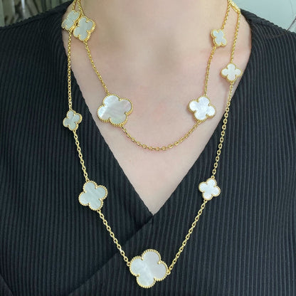 [⭐Clover Jewelry]CLOVER 16 MOTIF WHITE MOP GOLD NECKLACE