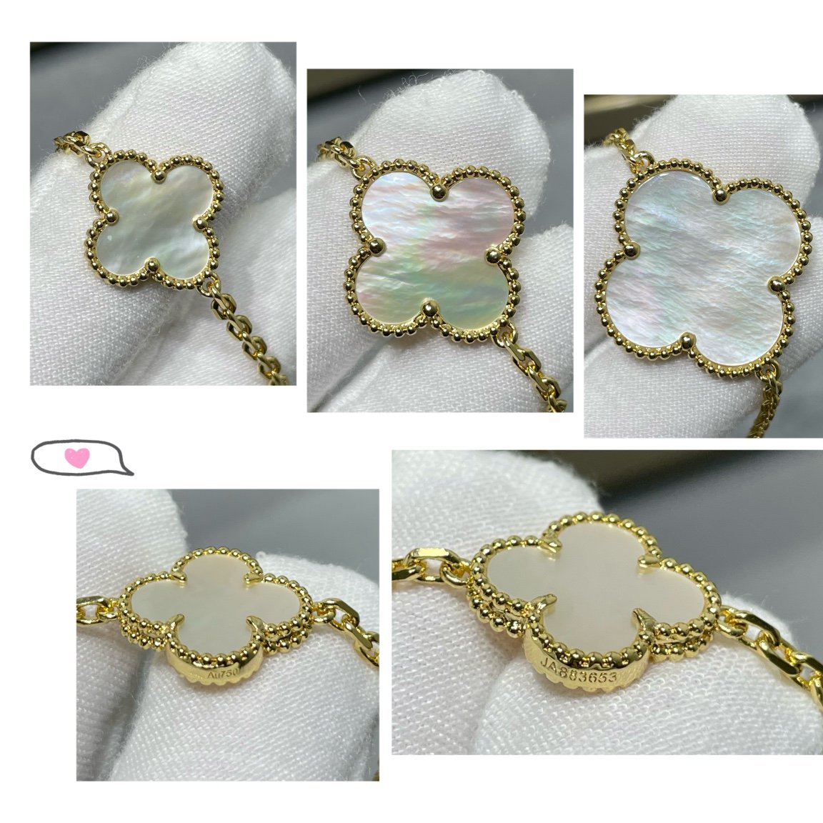 [⭐Clover Jewelry]CLOVER 16 MOTIF WHITE MOP GOLD NECKLACE