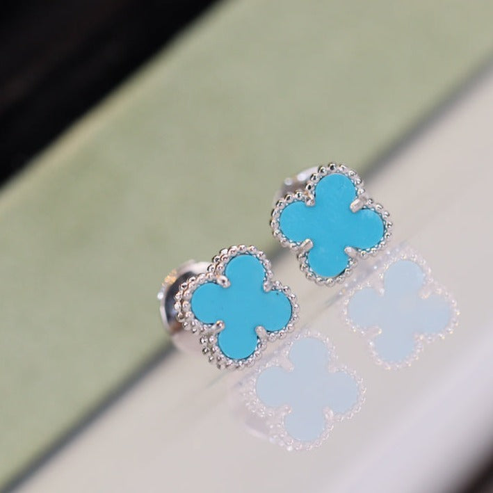 [⭐Clover Jewelry]CLOVER MINI TURQUOISE SILVER STUD EARRINGS