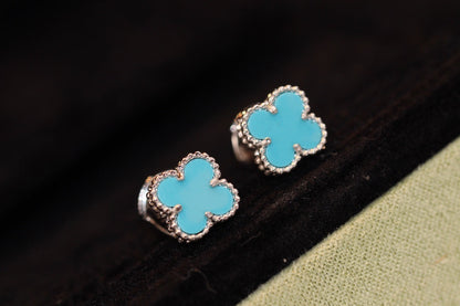 [⭐Clover Jewelry]CLOVER MINI TURQUOISE SILVER STUD EARRINGS